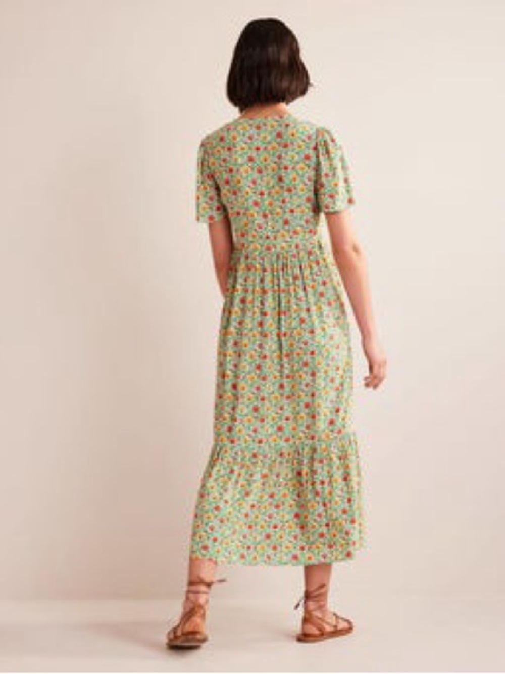 Boden NWOT Floral V-Neck Midi Dress in Green Size 8 - Picture 4 of 9